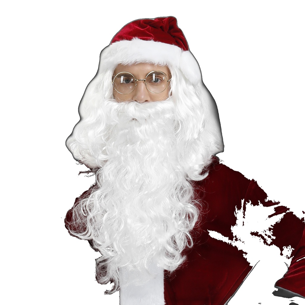 [EGIFTON-3805] Santa beard wig set cos white Christmas grandpa wig