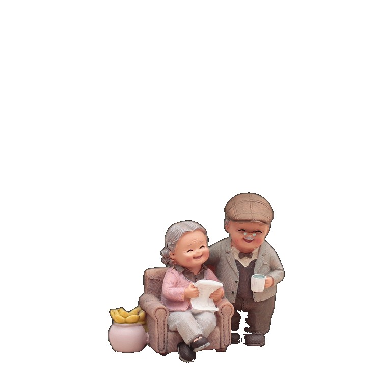 [EGIFTON-LIVE-2405] Creative old man birthday wedding gift granny home living room character decoration resin decoration