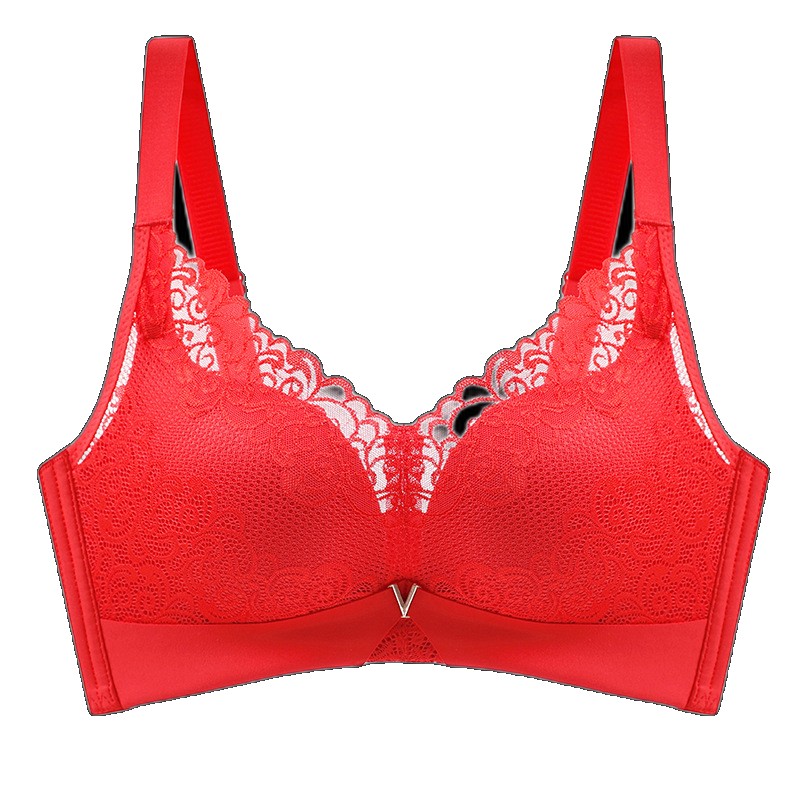 [EGIFTON-LIVE-2535] Beauty salon lace underwear gathered no steel ring breathable women's adjustable red bra thick and thin models manufacturers explode explode