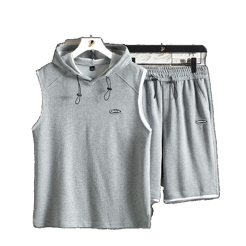 [EGIFTON-LIVE-3139] Cross-border Men's Cotton Sleeveless T-Shirt Set Vest Cropped Pants Sports and Leisure Suit One Dropshipping Dropshipping