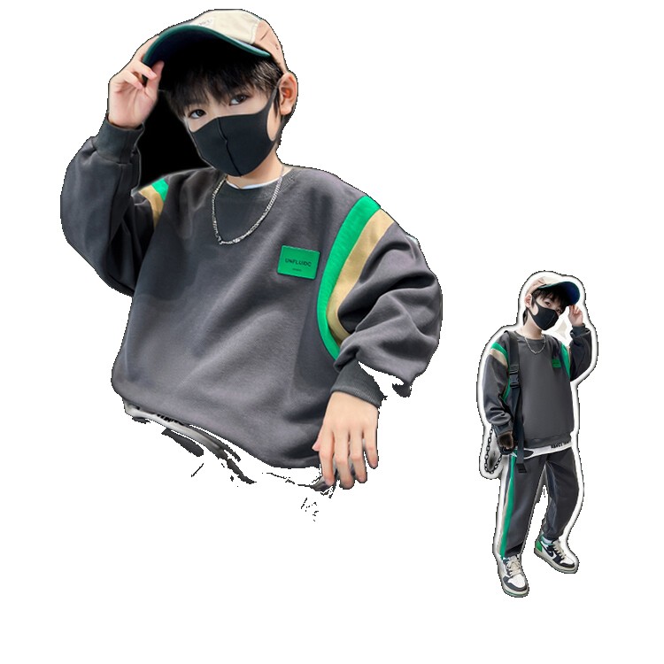[EGIFTON-LIVE-3207] 2023 Children's Clothing Boys Spring and Autumn Sweatshirt Pants Set Handsome Two-piece Cross-border Trend Trend