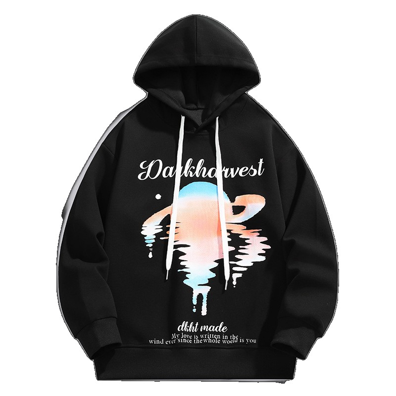 [EGIFTON-LIVE-3263] Cross-border wholesale autumn hooded sweatshirt for men, trendy brand loose printed long-sleeved top, Hong Kong style men's casual pullover pullover