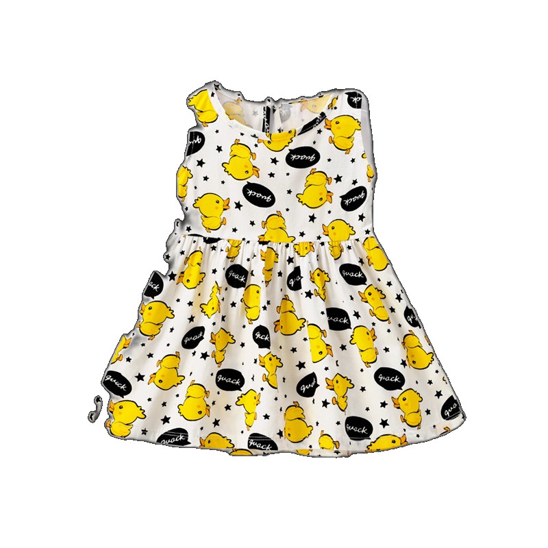 [EGIFTON-LIVE-3564] 2022 Summer New Arrival Girls Dress Sweet Cartoon Cotton Printed Skirt Korean Version Sleeveless Princess Dress