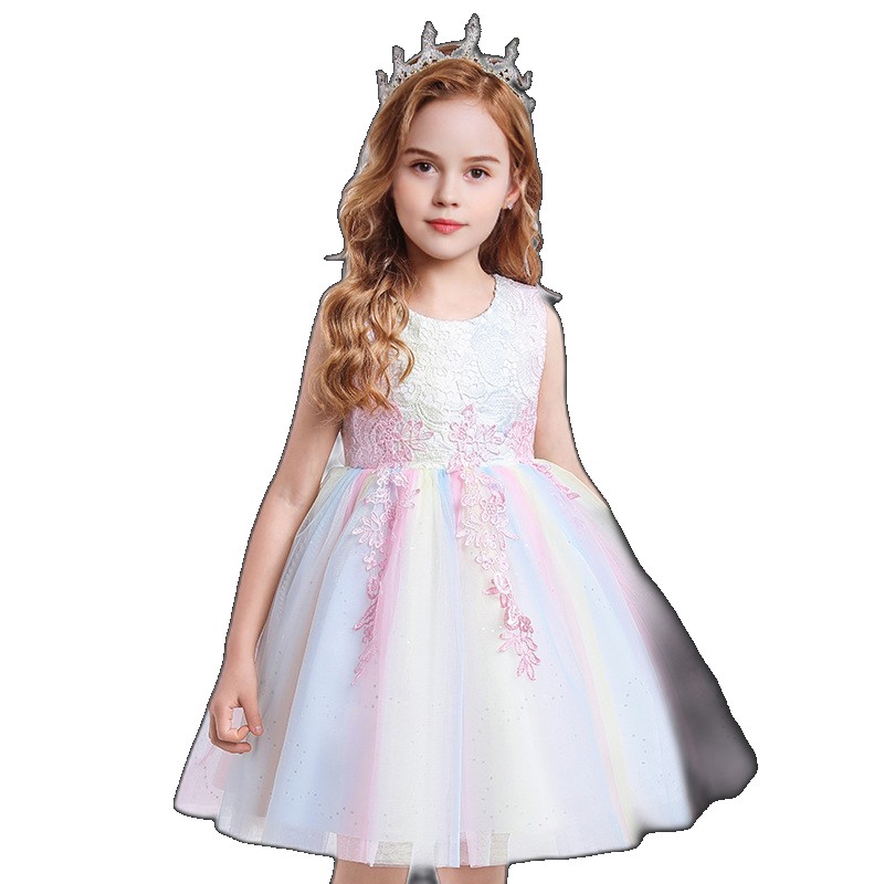 [EGIFTON-LIVE-3625] Carissa CARISA Children's Mesh Summer Dress Princess Girls Costume Flower Girl Tutu Dress