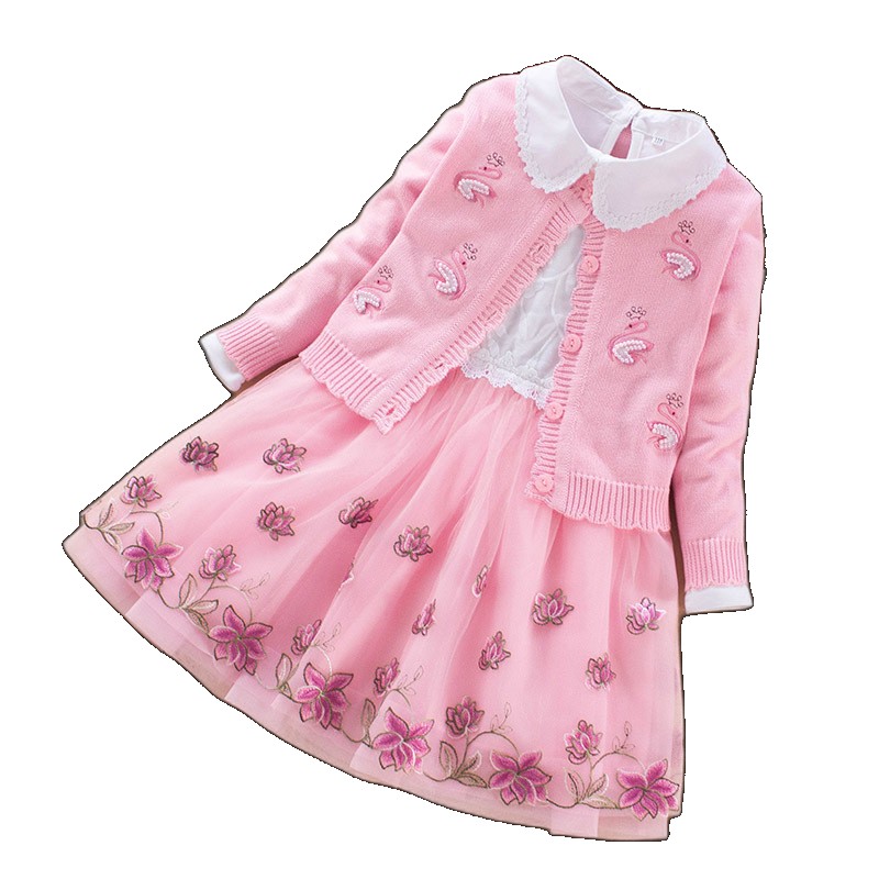[EGIFTON-LIVE-3734] Girls sweater suit two-piece set 2021 autumn new style little girl dress baby foreign princess on behalf of the hair hair