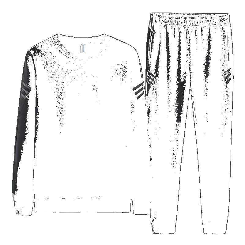 [EGIFTON-3075] 2020 autumn new casual sports sweater suit men's striped round neck trousers two-piece set set