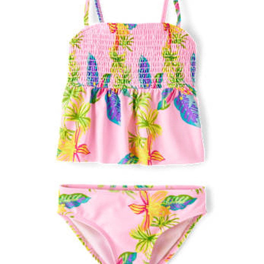 [EXT-FAS-KIDS-SWIM-TCP-001] The Children's Place Girls Print Smocked Tankini Swimsuit