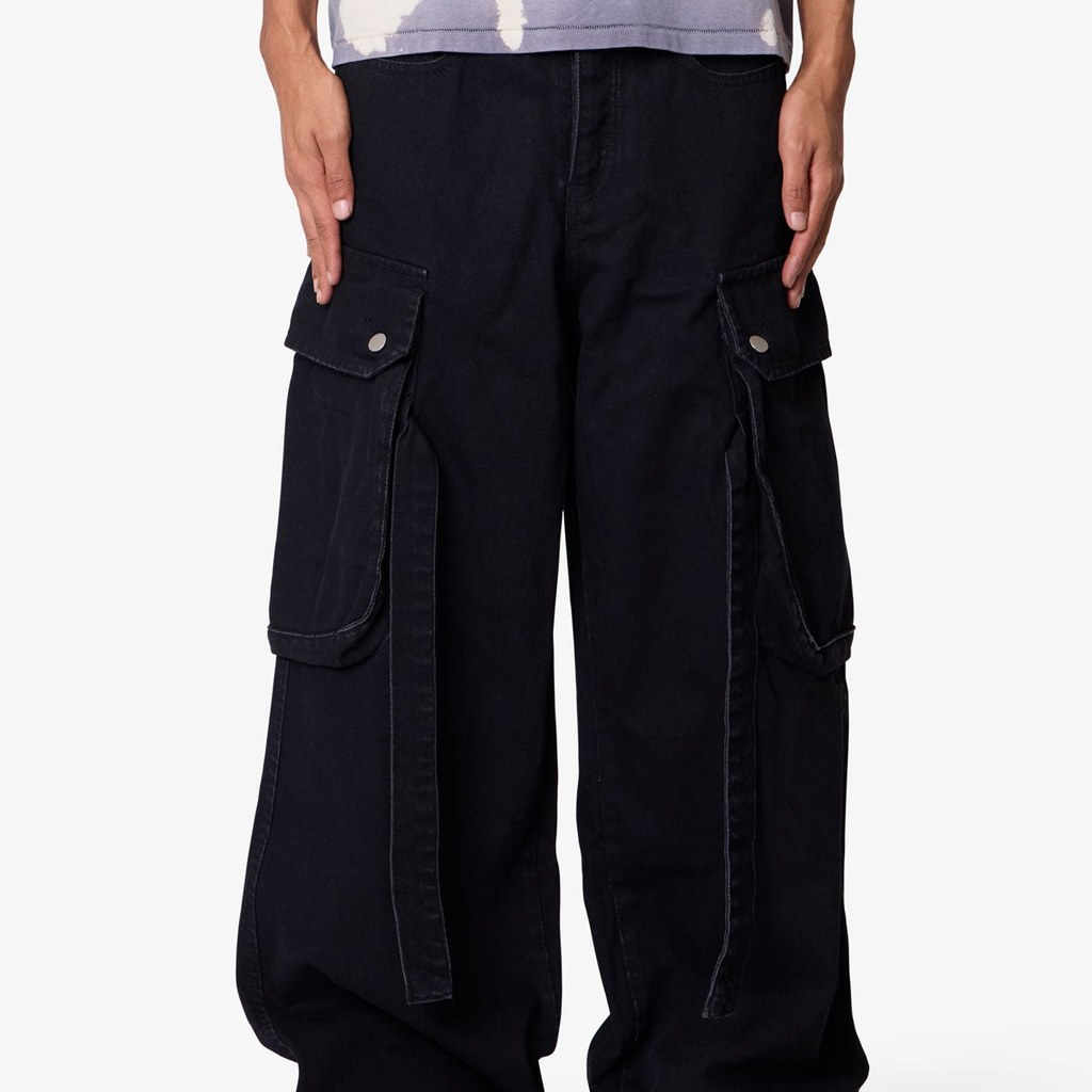 [EXT-MEN-MNML-CARGO-PANTS-BLACK] mnml Washed Cargo Pants - Washed Black