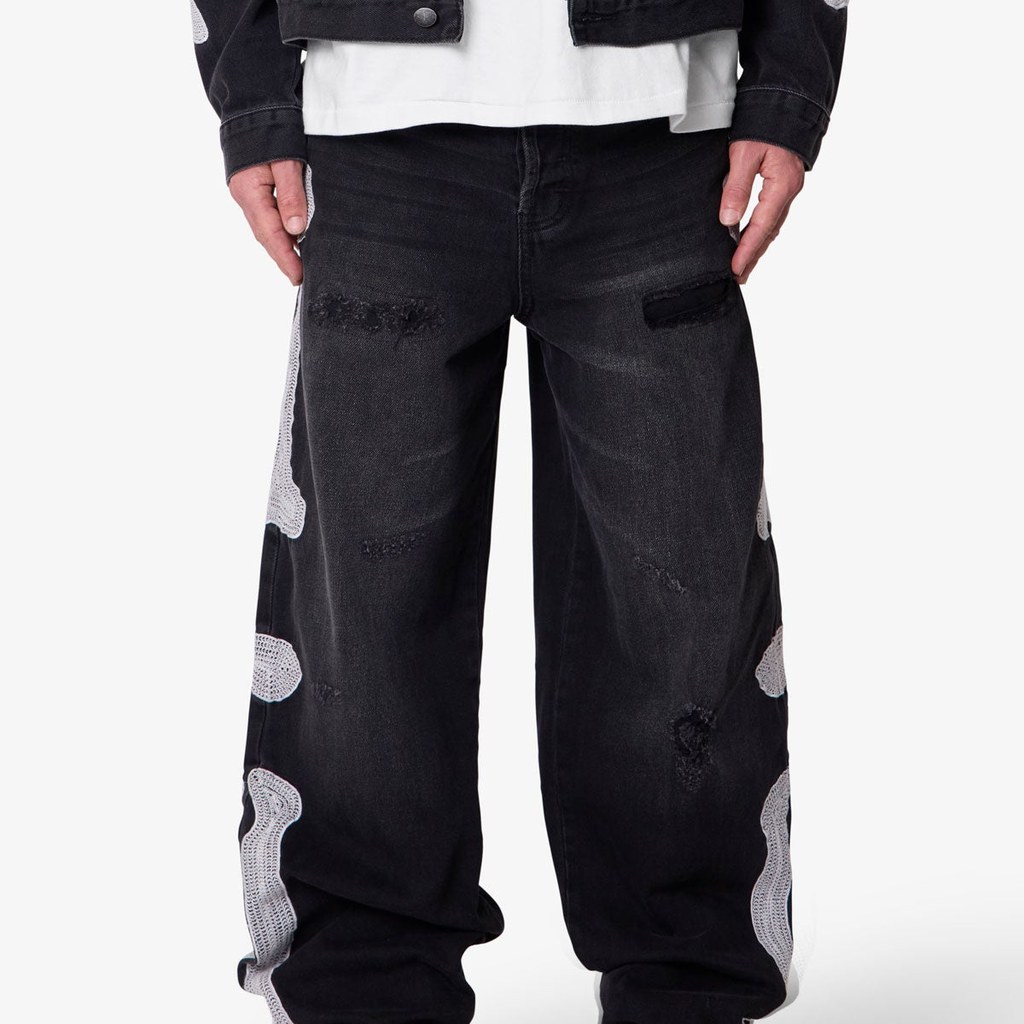 [EXT-MEN-MNML-SKELETON-DENIM] mnml Skeleton Ultra Baggy Denim - Washed Black