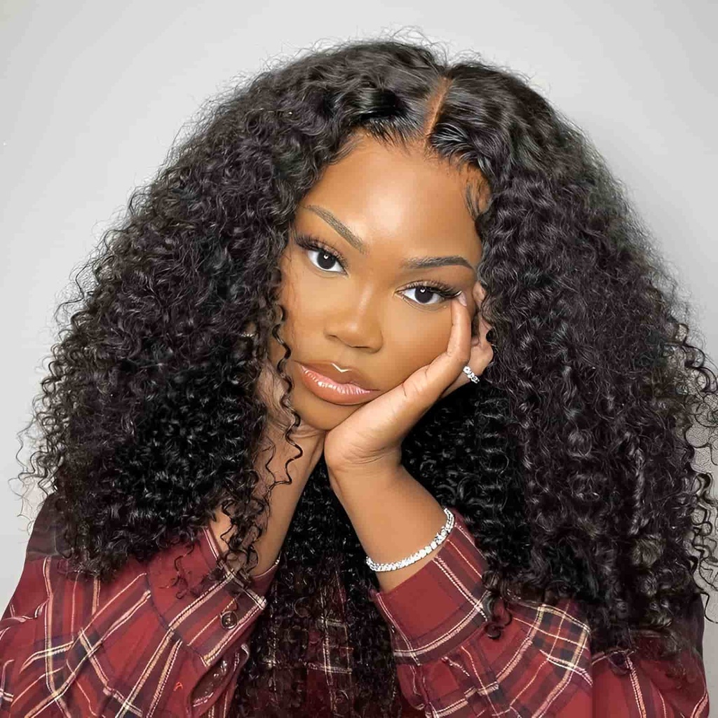 [EXT-QVR-COILED-KINKY-001] QVR Kinky Curly Transparent Lace Frontal Wig