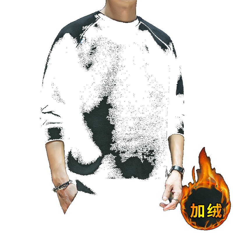 [EGIFTON-3264] De Velvet men's sweater long-sleeved t-shirt spring and autumn new plush top clothes winter bottoming shirt shirt